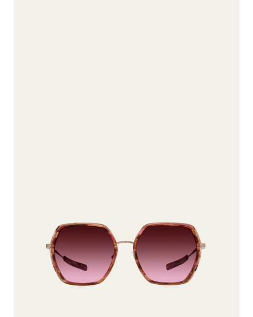 Barton Perreira Pickford Burgundy Zyl Metal Round Sunglasses