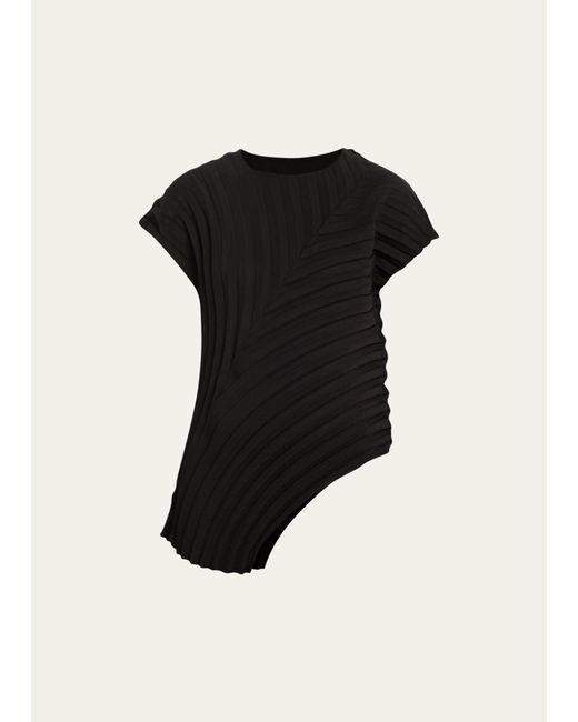 Issey Miyake Curved Pleats Cutout Blouse