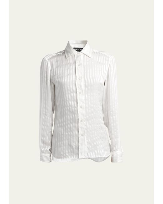 Tom Ford Striped Silk Button-Front Blouse