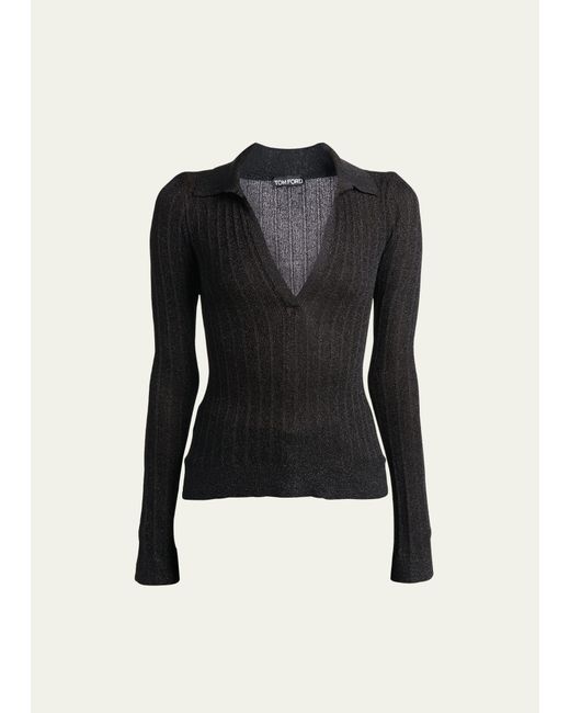 Tom Ford Lurex Knit Polo Sweater