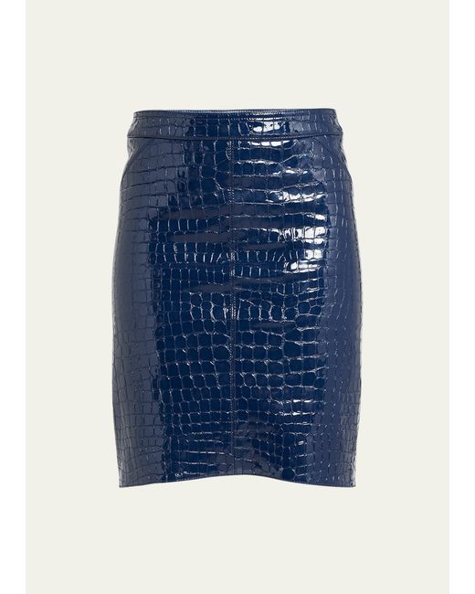 Tom Ford Croc-Embossed Leather Pencil Skirt