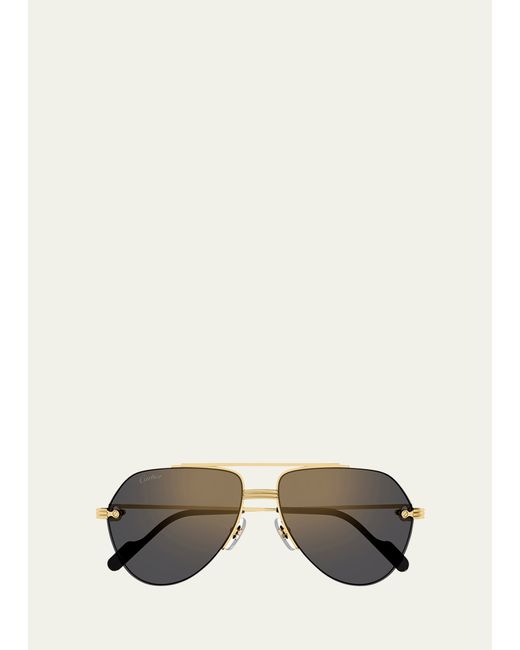 Cartier CT0427SM Metal Aviator Sunglasses