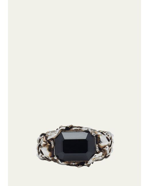 Alexander McQueen Black Swarovski Crystal Ivy Skull Ring