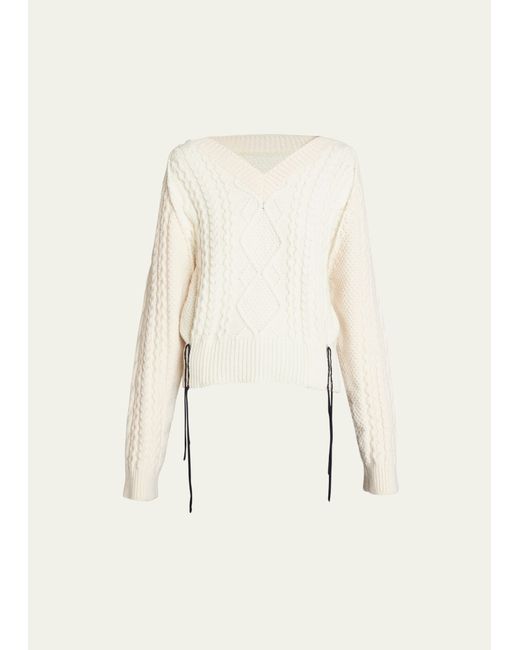 Victoria Beckham V-Neck Cable Wool Sweater