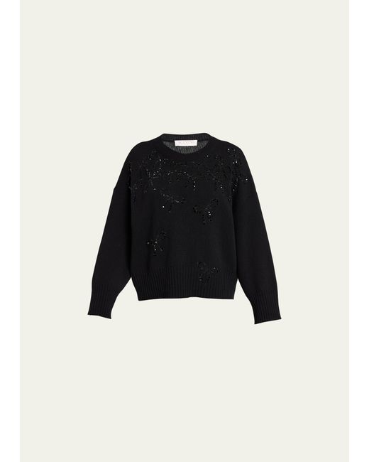Valentino Garavani Crystal Bow Embellished Wool Sweater