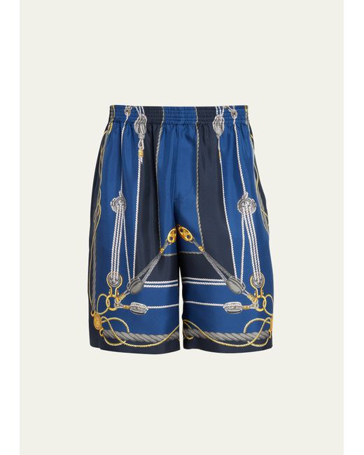 Versace Nautical-Print Silk Pull-On Shorts