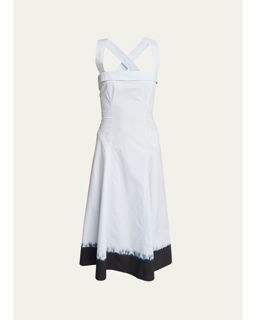 Proenza Schouler White Label Edie Tie-Dye Sleeveless Poplin Midi Dress