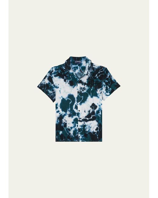 Vilebrequin Terrycloth Ocean Tie-Dye Short-Sleeve Shirt