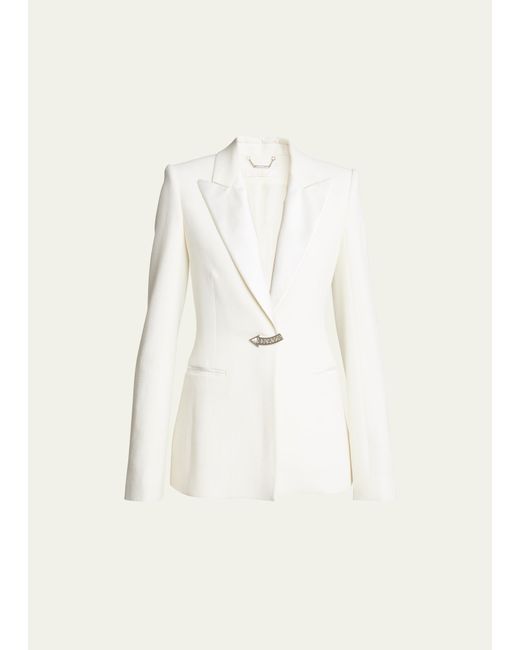 Chloé Textured Wool Blazer Jacket with Crystal Detail