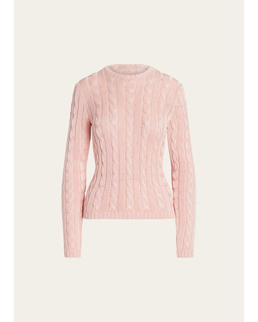 Ralph Lauren Collection Cable High-Shine Silk Sweater