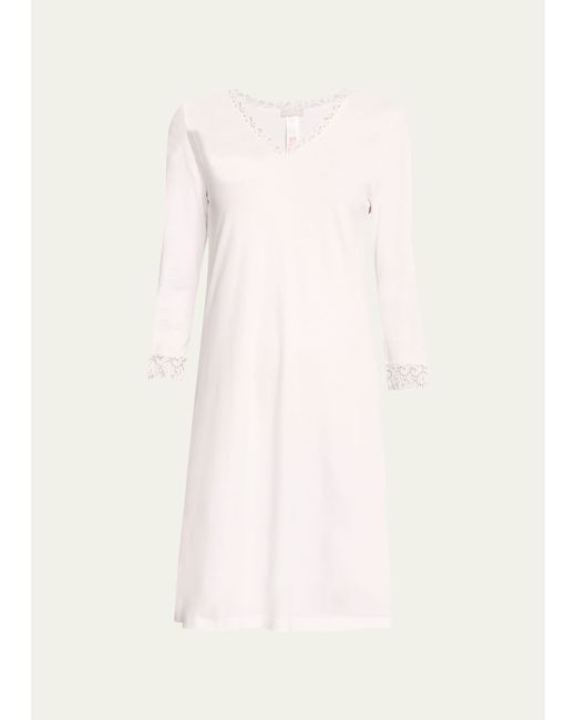 Hanro Moments Lace-Trim Cotton Nightgown
