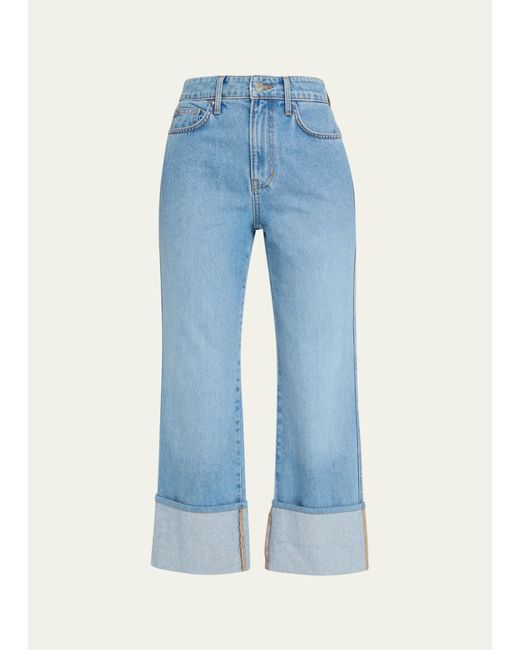 Veronica Beard Jeans Dylan High Rise Straight Cuffed Jeans