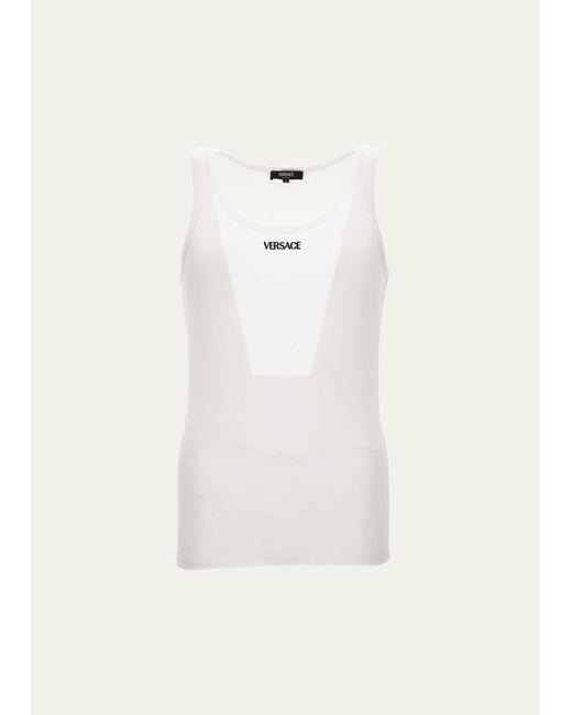 Versace Embroidered Logo Tank Top