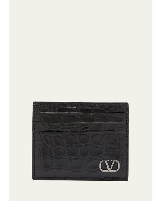 Valentino Garavani Mini VLogo Croc-Effect Card Holder