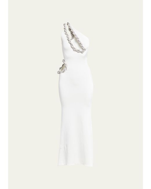 Stella McCartney Crystal Rope Cutout One-Shoulder Gown