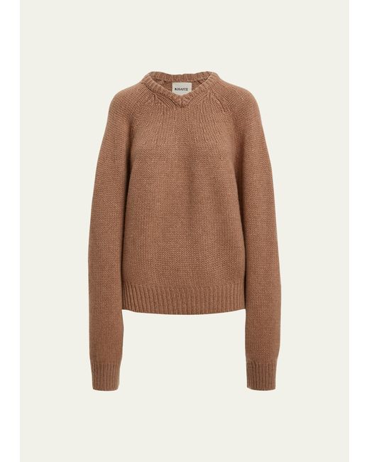 Khaite Nalani V-Neck Cashmere Oversized Sweater