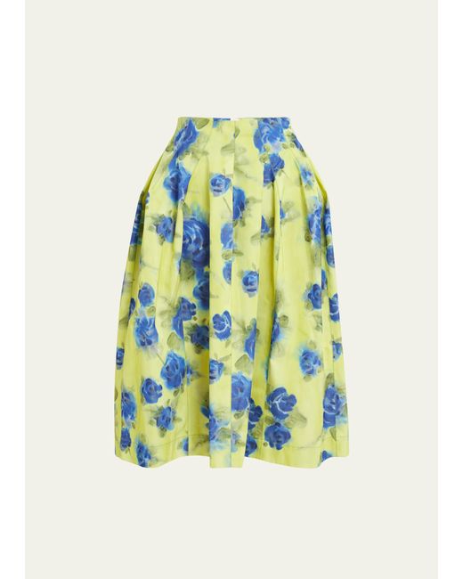 Marni Pleated Print Flare Midi Skirt