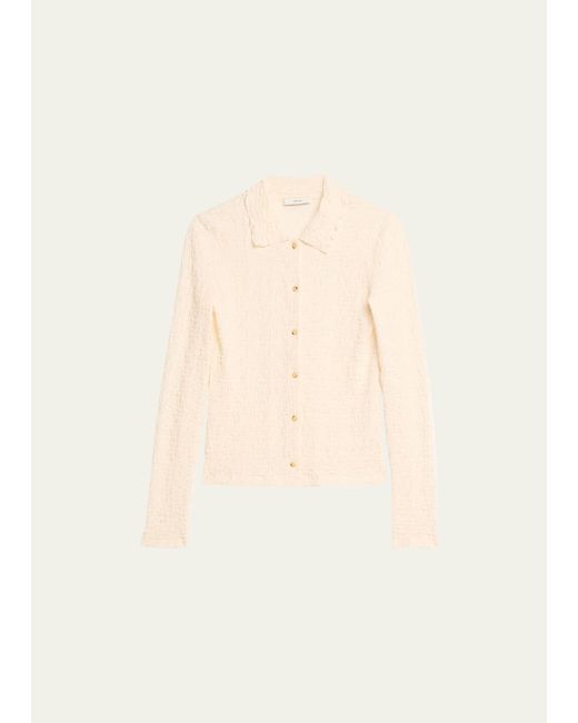 Vince Smocked Long-Sleeve Button-Front Shirt
