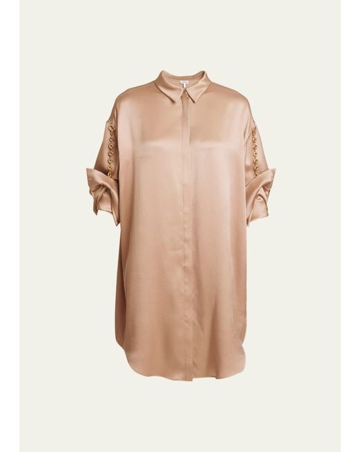 Loewe Silk Shirtdress with Chain Details