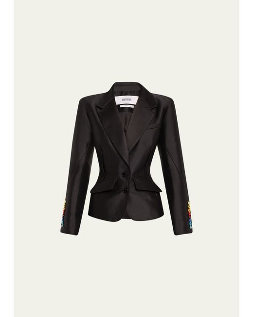 Christopher John Rogers Tailored Tuxedo Jacket with Pleated Back