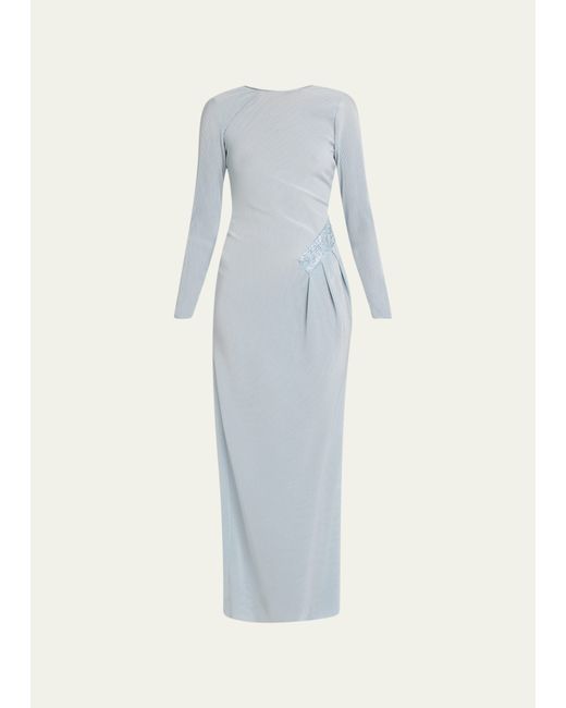 Giorgio Armani Plisse Jersey Gown with Beaded Hip Detail