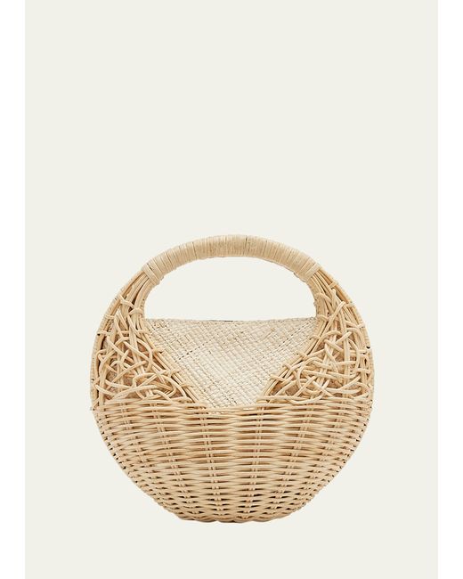 Ulla Johnson Sea Shell Straw Basket Top-Handle Bag