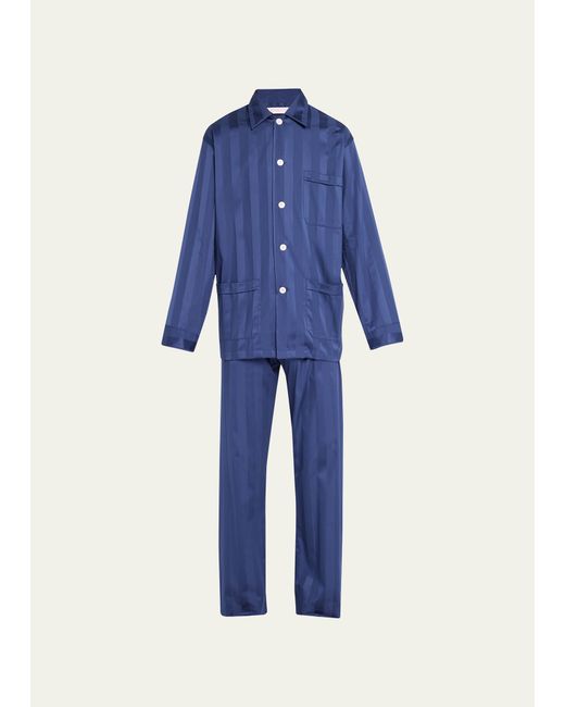 Derek Rose Lingfield Two-Piece Long Pajama Set
