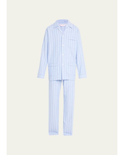 Derek Rose Stripe Flannel 2-Piece Long Pajama Set