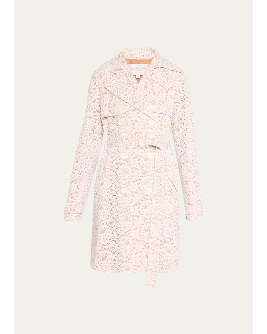 Michael Kors Collection Corded Lace Belted Trench Coat