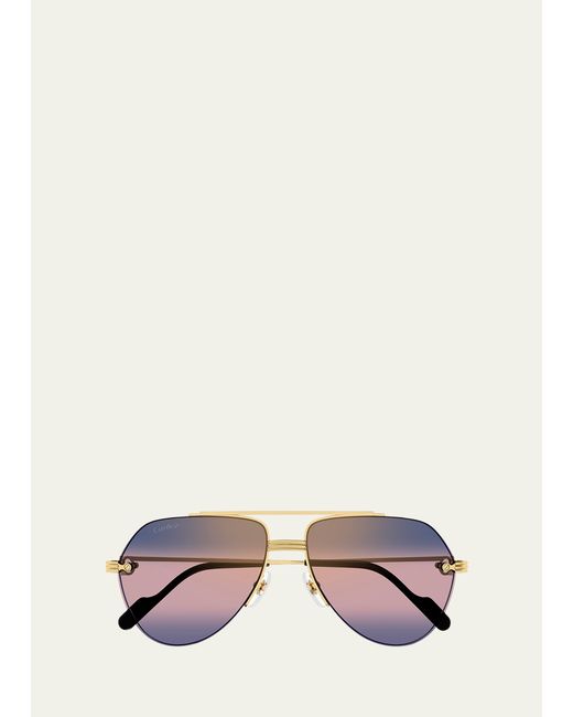 Cartier CT0427SM Metal Aviator Sunglasses