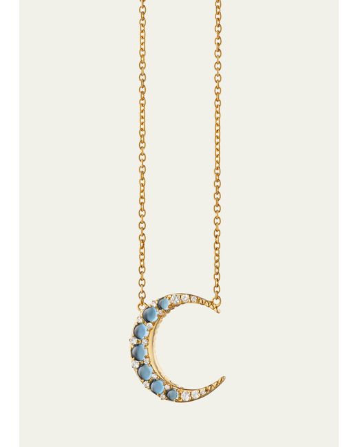 Monica Rich Kosann Mini Crescent Moon Necklace with White Diamonds