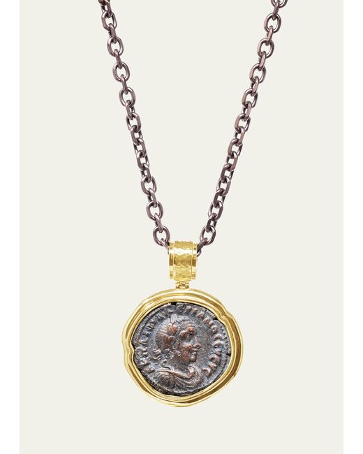 Jorge Adeler Authentic Emperor Valerian 26 Roman Eagle Reversible Coin Pendant 18k Gold from