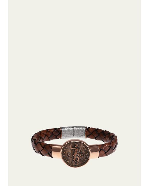 Jorge Adeler Ancient Virtus Coin Braided Leather Bracelet