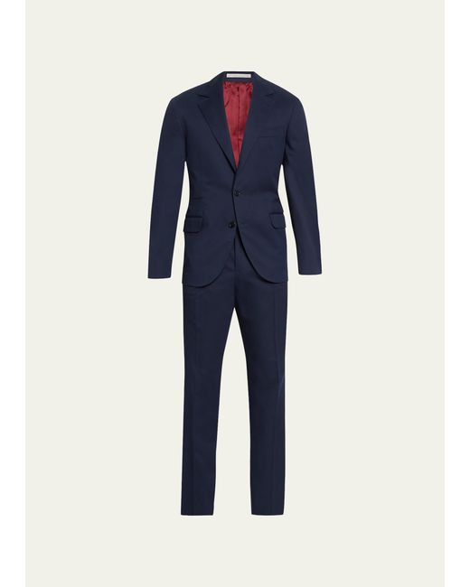 Brunello Cucinelli Solid Cotton-Cashmere Stretch Suit