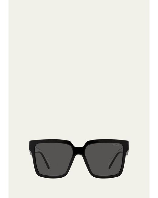 Prada Contrasting Logo Square Acetate Plastic Sunglasses