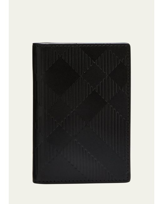 Burberry Embossed Check Leather Bifold Card Holder