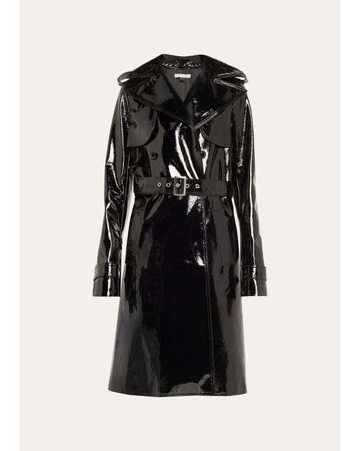 Laquan Smith Patent Leather Belted Trench Coat