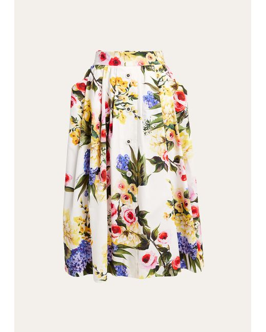 Dolce & Gabbana Floral Print Poplin Midi Skirt