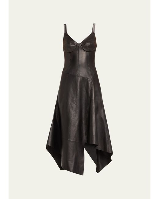 Jason Wu Collection Leather Midi Dress with Asymmetric Skirt