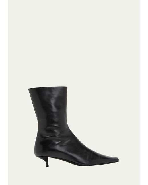 The Row Shrimpton Leather Zip Ankle Boots