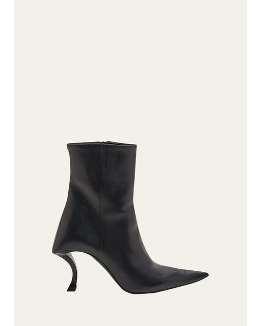 Balenciaga Hourg Leather Comma-Heel Booties