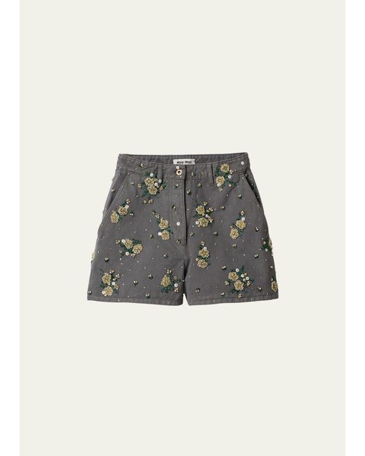 Miu Miu Embellished Gabardine Shorts