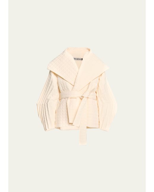 Issey Miyake Pleated Grid Belted Coat