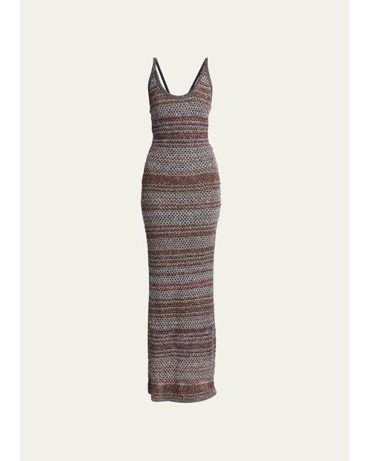 Missoni Multicolor Mesh Knit Maxi Dress with Sequins