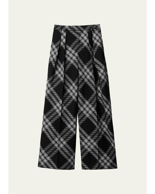 Burberry Signature Check Wide-Leg Trousers