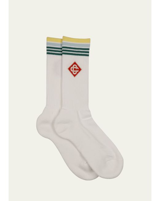 Casablanca Diamond Logo Ribbed Crew Socks
