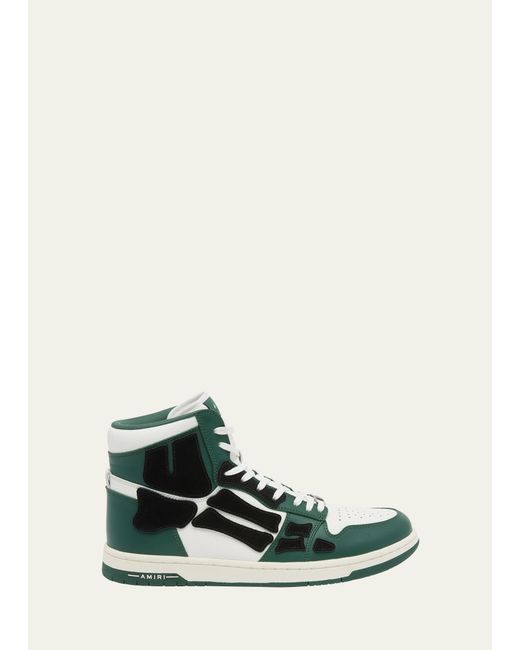 Amiri Skel Leather and Suede High-Top Sneakers