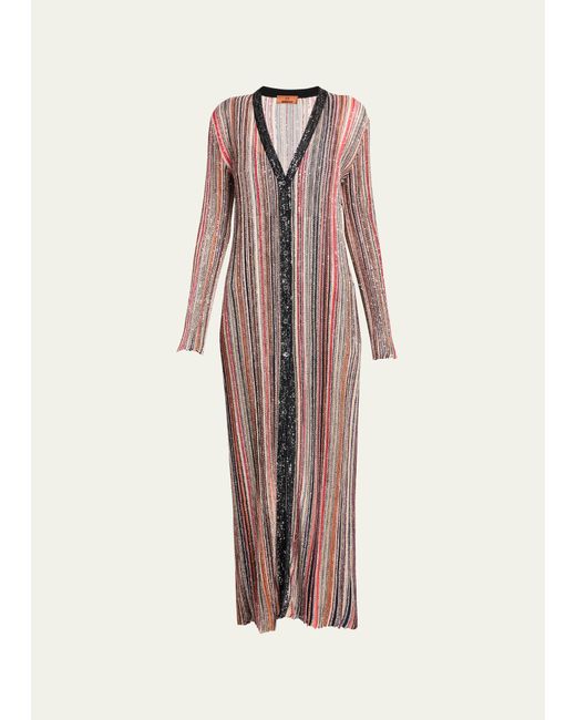 Missoni Partialized Knit Maxi Cardigan with Sequins