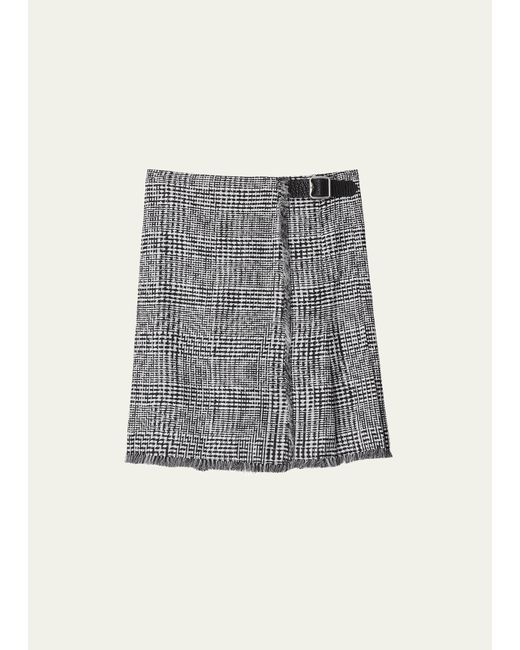 Burberry Check Wrap Skirt with Belted Detail