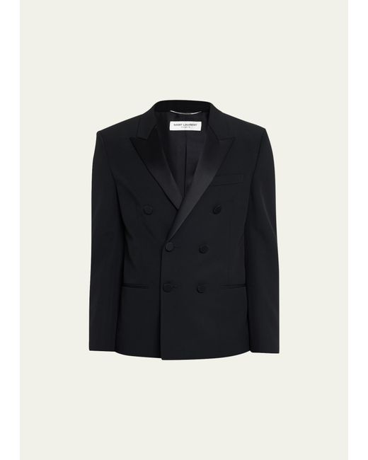 Saint Laurent Double-Breasted Wool Tuxedo Jacket